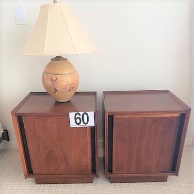 LOT#60MB: Pair of Dillington Mid-Century Nightstands with Lamp