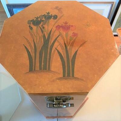 LOT#90D: Lacquered Asian Octagonal Occasional Locked Storage.