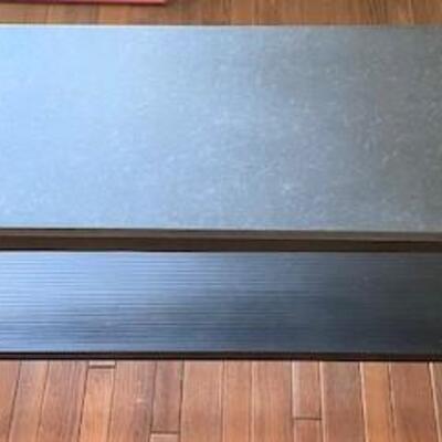 LOT#94D: Believed to be Slate top with runner & glass