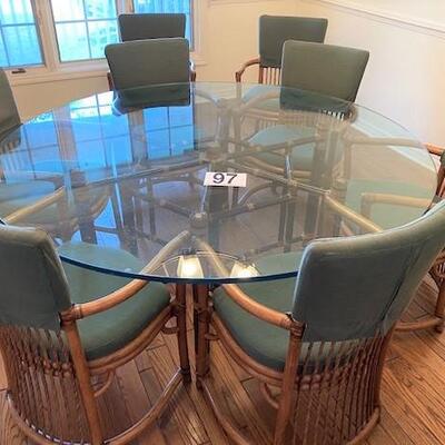 LOT#97DR: Rattan Base Dining Table with 8 Chairs