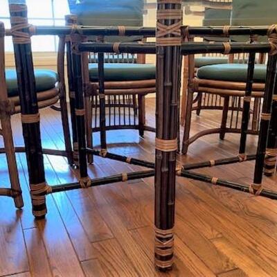 LOT#97DR: Rattan Base Dining Table with 8 Chairs