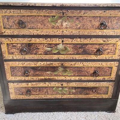 LOT#137B1: Antique Painted Chest of Drawers