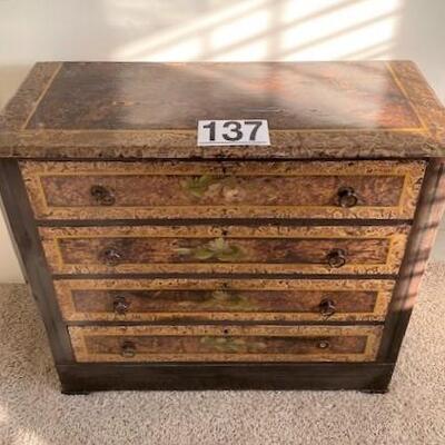 LOT#137B1: Antique Painted Chest of Drawers
