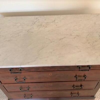 LOT#145B2: Antique Chest of Drawers with Marble Top