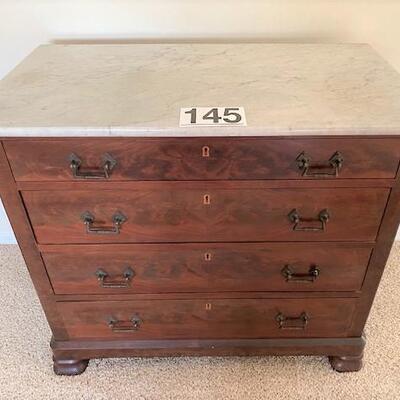 LOT#145B2: Antique Chest of Drawers with Marble Top