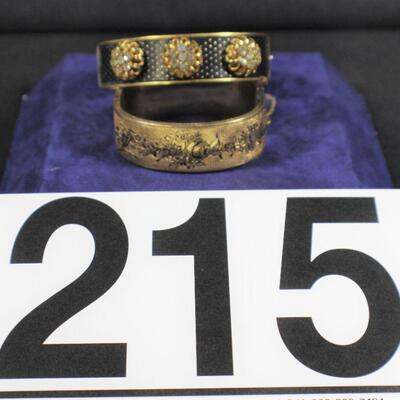 LOT#215LR: Pair of Vintage Hinged Bracelets
