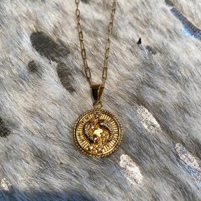 Gold tone Pisces pendant and chain