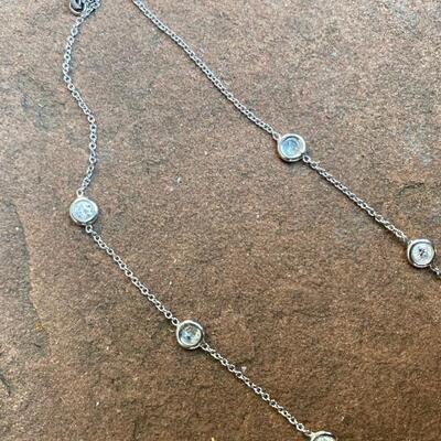 Diamond white gold station necklace