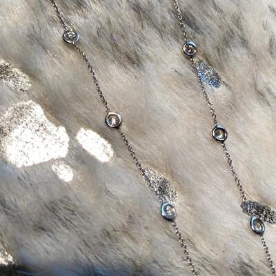 Diamond white gold station necklace