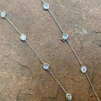 Diamond white gold station necklace
