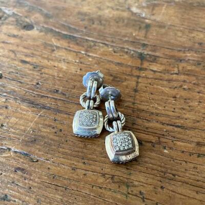 David Yurman cable and pave diamond 925 earrings