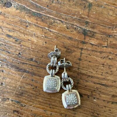 David Yurman cable and pave diamond 925 earrings