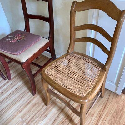LOT 34 GROUP OF ANTIQUE SINGLE CHAIRS NEEDLEPOINT