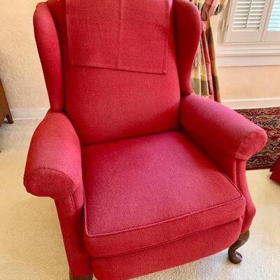 LOT 58 Burgundy Wingback Recliner Chair  