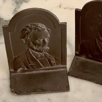 LOT 73 Abraham Lincoln Pair Metal Bookends