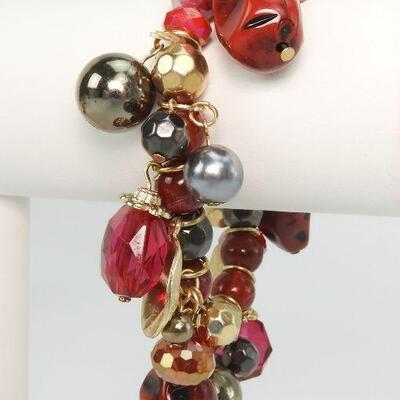 Laura Ashley Red Necklace, Bracelet & Earring Set