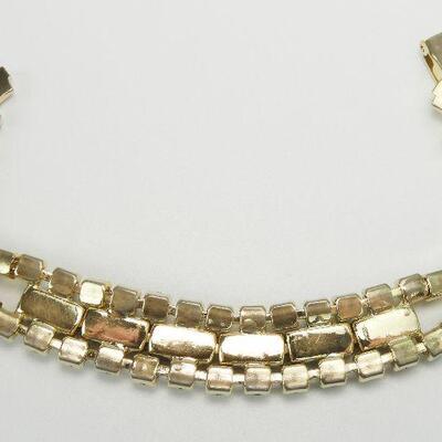 Vintage Topaz & Amber Rhinestone Necklace and Bracelet Set