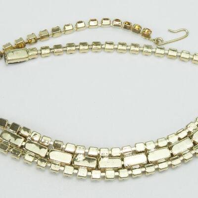 Vintage Topaz & Amber Rhinestone Necklace and Bracelet Set