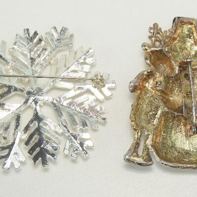 Two Vintage Christmas Brooches