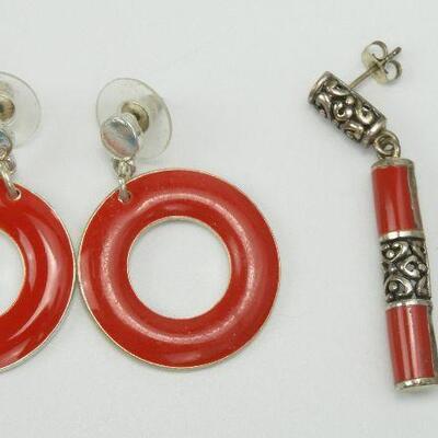 Red & Blue Silver Tone Jewelry Lot