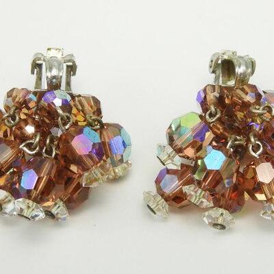 Vintage Crystal Bead Necklace, Bracelet and Earring Set