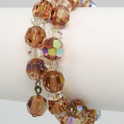 Vintage Crystal Bead Necklace, Bracelet and Earring Set