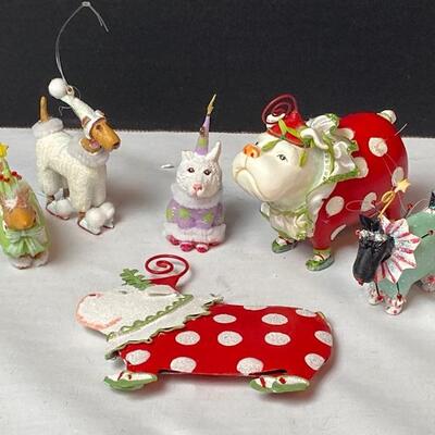 Lot #111 Dept.56 Patience Brewster Christmas Krinkles Miniature Dog Ornaments 