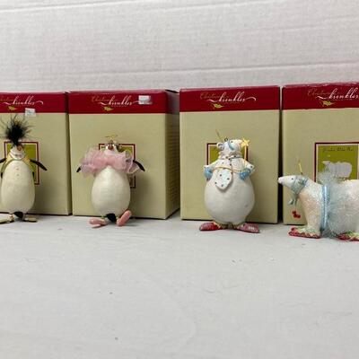 Lot #119 Dept.56 Patience Brewster Christmas Krinkles Polar Bear and Penguin Ornaments 