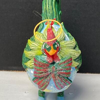 Lot #122 Dept.57 Patience Brewster Christmas Krinkles Rooster and Three French Hens Ornaments 