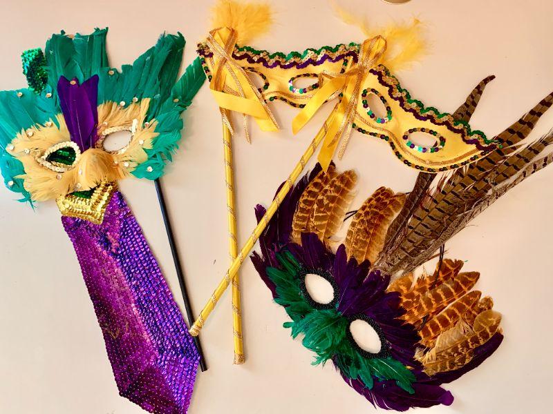 feathered mardi gras masks