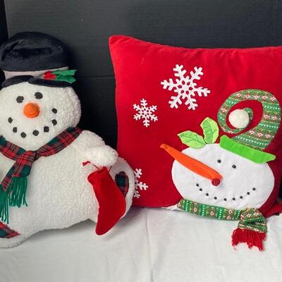 Lot #130 Pier 1 Snowman Throw Pillow and Snowman with Pocket