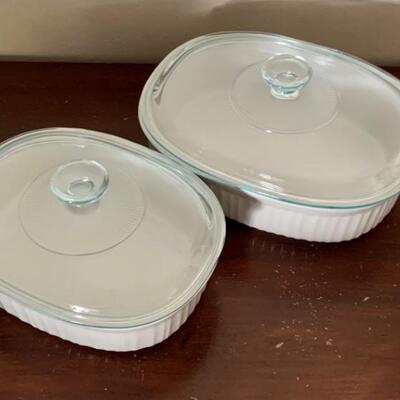 Lot 30 - Vintage French White Corning Ware Casserole Dishes