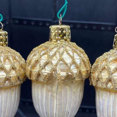 Vintage Glass Acorn Christmas Ornaments