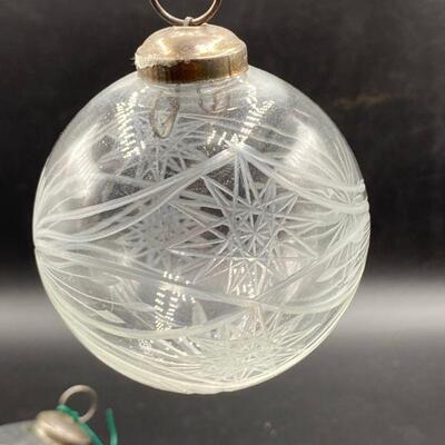 4 Etched Glass Christmas Ornaments