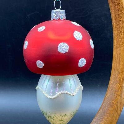 Vintage Glass Mushroom Christmas Ornament