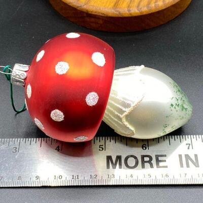 Vintage Glass Mushroom Christmas Ornament