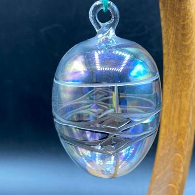 Etched & Painted Blown Glass Christmas Ornaments