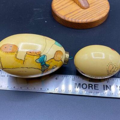 Pair of Bear Themed Hand Painted Egg Ornaments