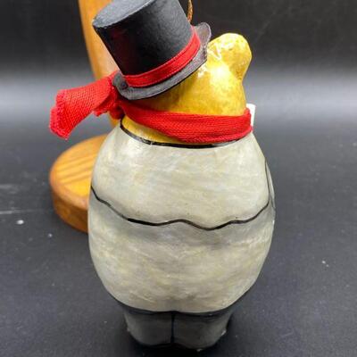 Paper Mache Caroling Bear Ornament
