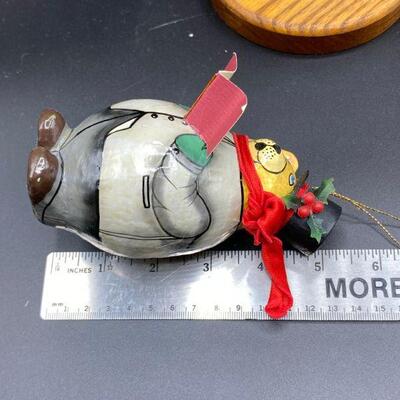 Paper Mache Caroling Bear Ornament