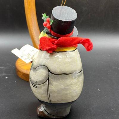 Paper Mache Caroling Bear Ornament