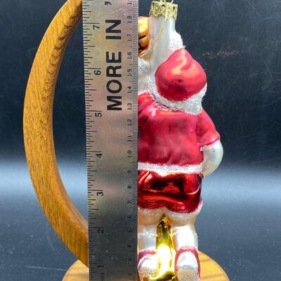 Vintage Basketball Santa Claus Glass Ornament
