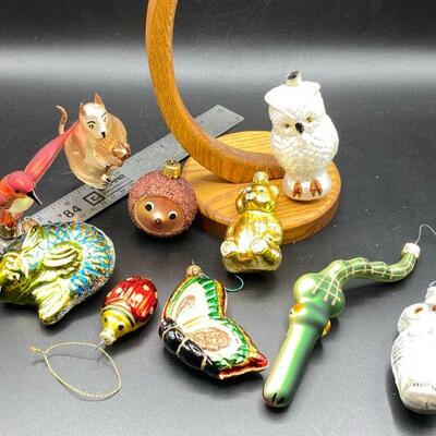 Vintage Lot of Glass Animal Christmas Ornaments