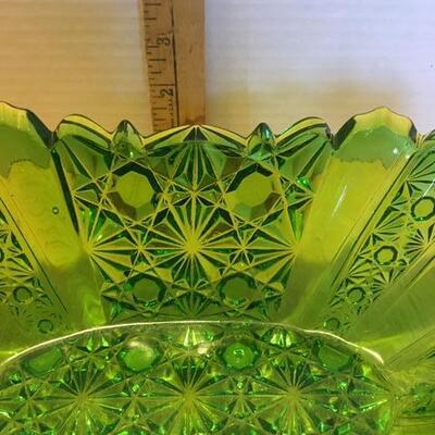 Green cut glass decorative bowl