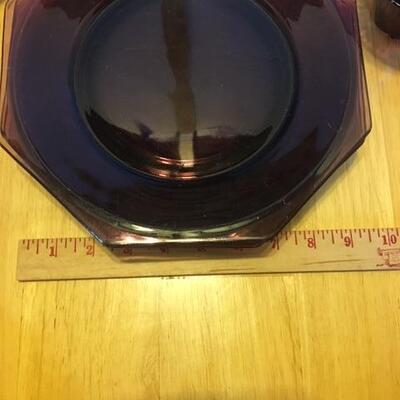 Vintage amethyst luncheon set 4 large plates 7 saucers 8 cups