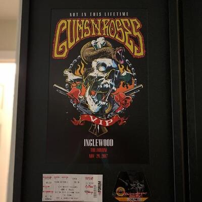 Guns and roses VIP concert framed ticket art and pass 