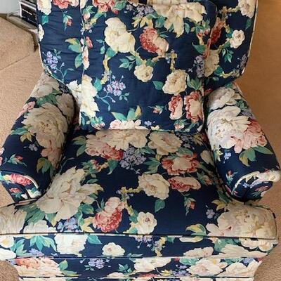 LOT 113 Floral Upholstered Arm Chair with Pillow