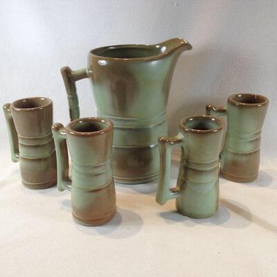 Frankoma Pitcher with Four Mugs
