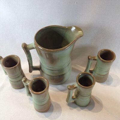 Frankoma Pitcher with Four Mugs