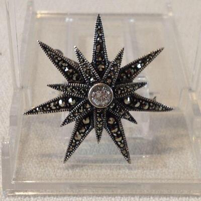 Sterling Silver & Marcasite Deco Star Pin